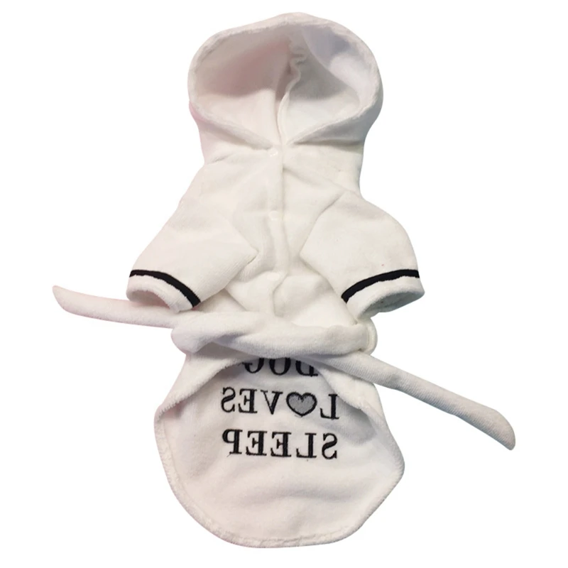 Pet Bath Absorbent White Coat Robe Coral Comfortable Thickened Pet Hooded Nightgown Pajamas Jacket