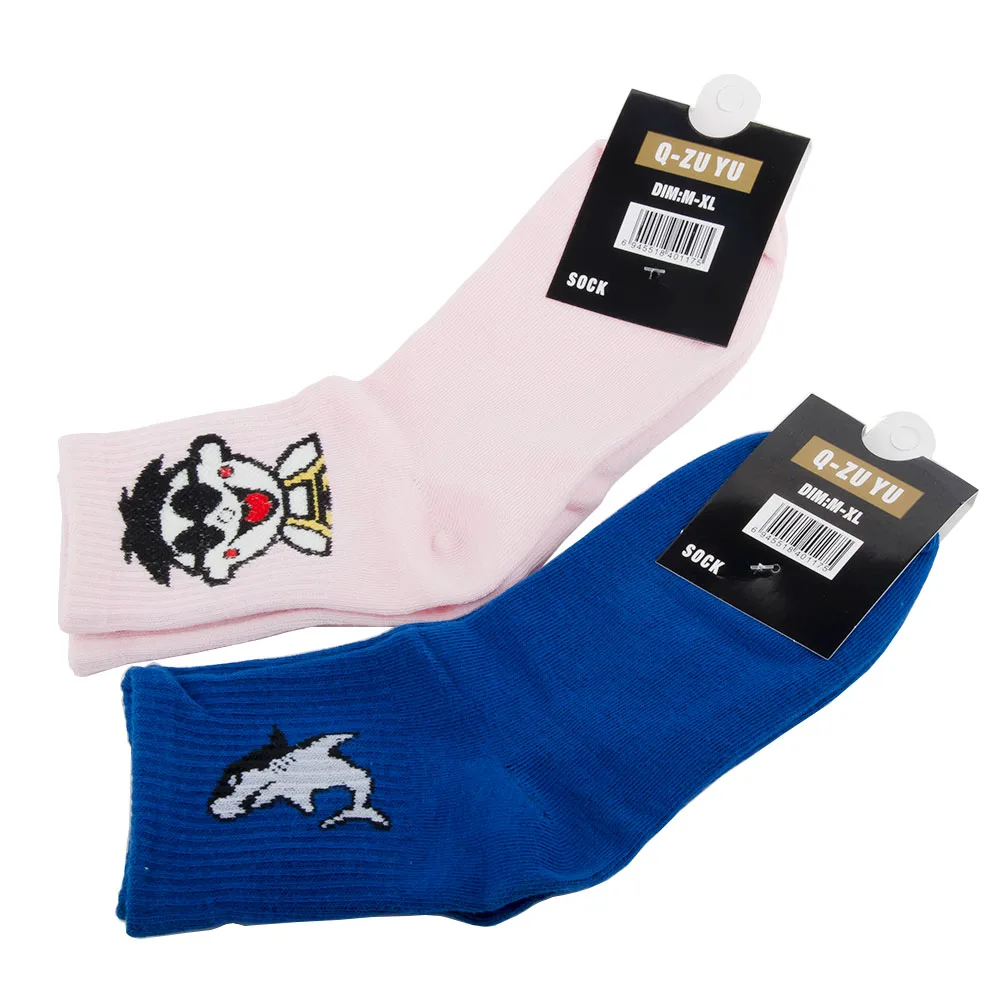 

Fashion Spring Summer Socks Unisex Shark Pattern Blue Socks Men Funny Cartoon Pink Sock for Women