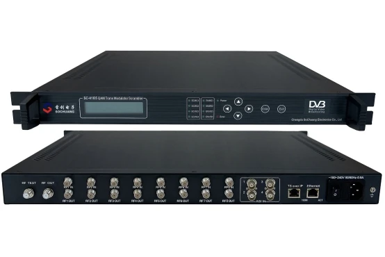 8* DVB-S2 к 4QAM трансмодулятор с скремблер 8* DVB-S/S2+ 3* ASI в, 4* MPTS-IP/DVB-C РФ sc-4165