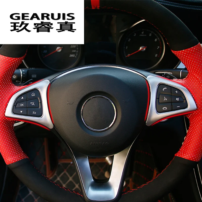

Car Styling For Mercedes Benz A GLA CLA Class W176 X156 C117 steering wheel buttons sticker Cover Trim Interior Auto Accessories