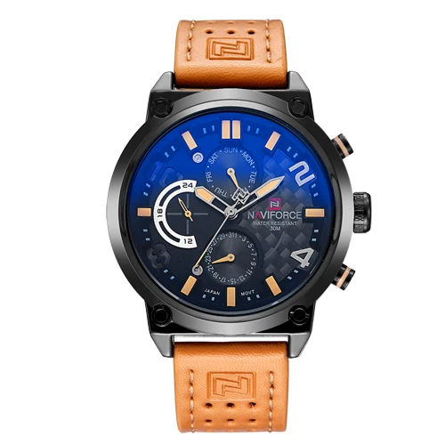 NAVIFORCE Роскошные брендовые кожаные аналоговые кварцевые часы для мужчин Дата Неделя Модные Военные Наручные часы мужские часы Relogio Masculino - Цвет: B Y BN