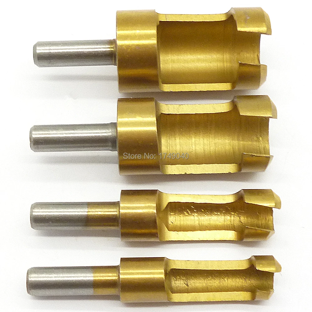 4x 6.3mm Round Shank Carbon Steel Wood Plug Cutter 6mm 8mm 13mm 16mm