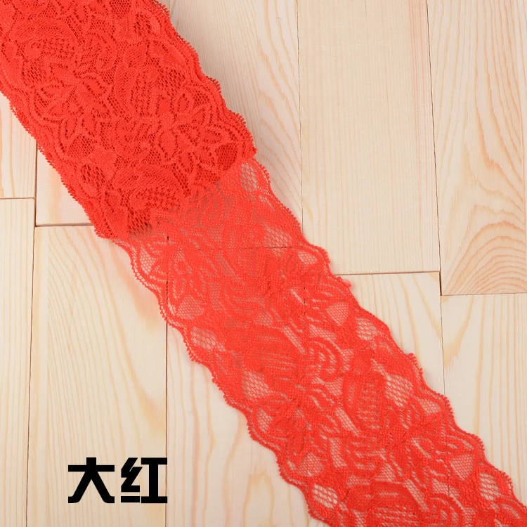 8 см эластичная кружевная лента DIY кружевная отделка ткань вышитая белая кружевная отделка для рукоделия швейный материал аксессуары для одежды - Цвет: Красный