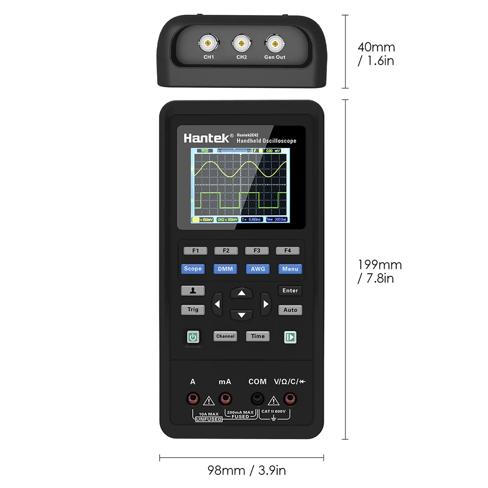 Hantek 2 в 1 40 МГц 250MSa/s Портативный цифровой осциллограф+ мультиметр двухканальный портативный измеритель объема ЖК-дисплей тест-метр