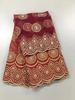 

red bazin brode bazin riche fabric 2017 with pink embroidery french lace 7yards/lot for sewing african bazin dress Sep-1-2017