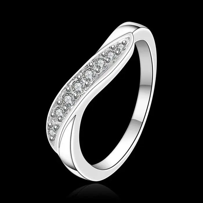 

Free Shipping 925 jewelry silver plated Jewelry Ring Fine Fashion Silver Plated Zircon Women&Men Finger Ring SMTR159