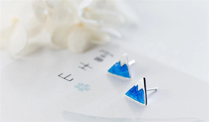 925 пробы серебряные серьги гвоздики синий треугольник в форме айсберга серьги для женщин милые серьги-гвоздики серьги для девушек на День святого Валентина
