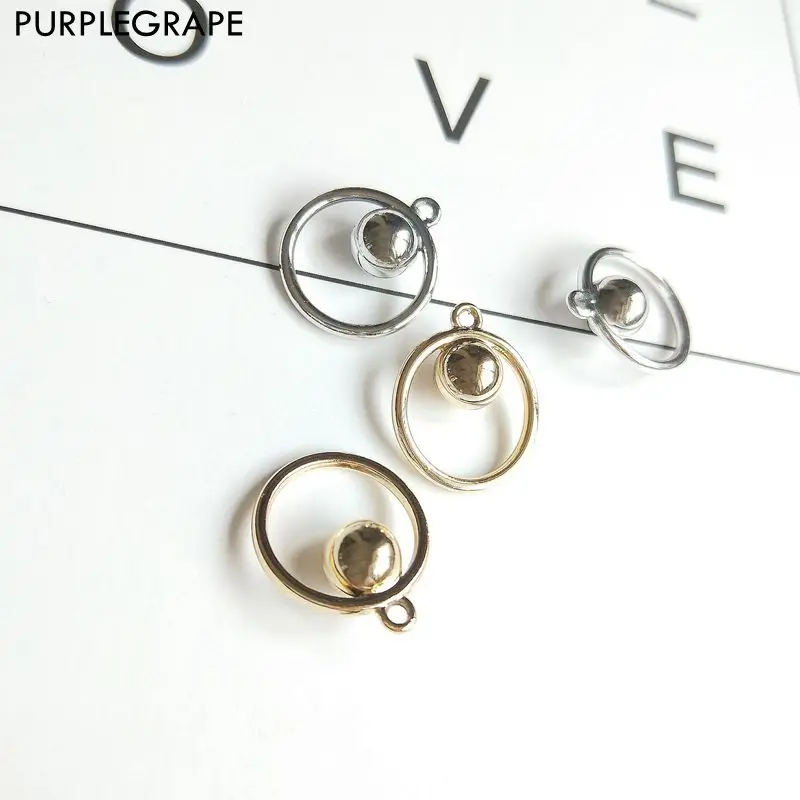 

PURPLEGRAPE Japan and South Korea fashion simple geometric ring beads earrings accessories DIY handmade pendant a pack of 8