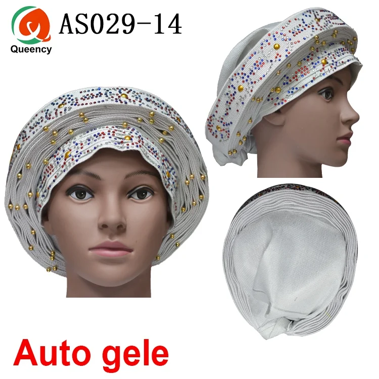 Aso Ebi Queency Африканский Авто геле уже связаны Aso OKE Headtie 1 шт./упак. доступны 24 цвета DHL AS029 - Color: silver