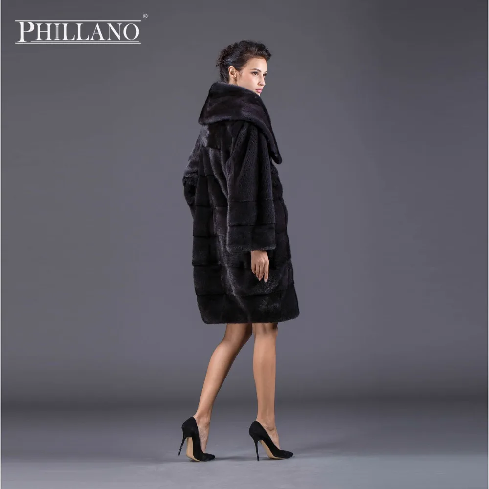 Новинки PHILLANO 2016 Меховое Пальто Отложной воротник Премиум Шубы Из Меха Норки