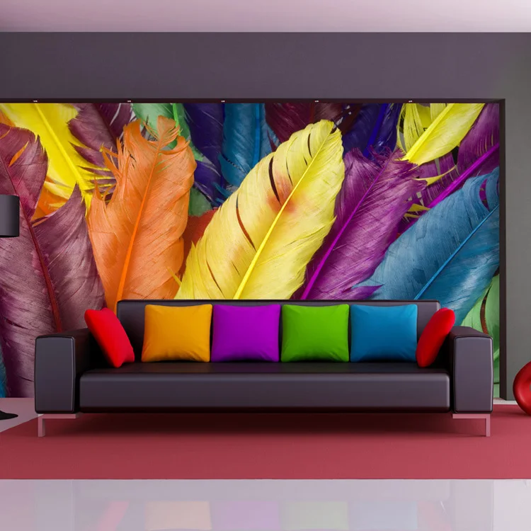 Colorful Feather Wall Mural 3D Photo wallpaper Custom