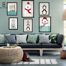 Lovely Wall Decoration Polar Bear Penguines Dressed in Red in Winter Oil Canvas Print Sweet Gift For Kid's Birthday Room Decor трусы people dressed in style 2014