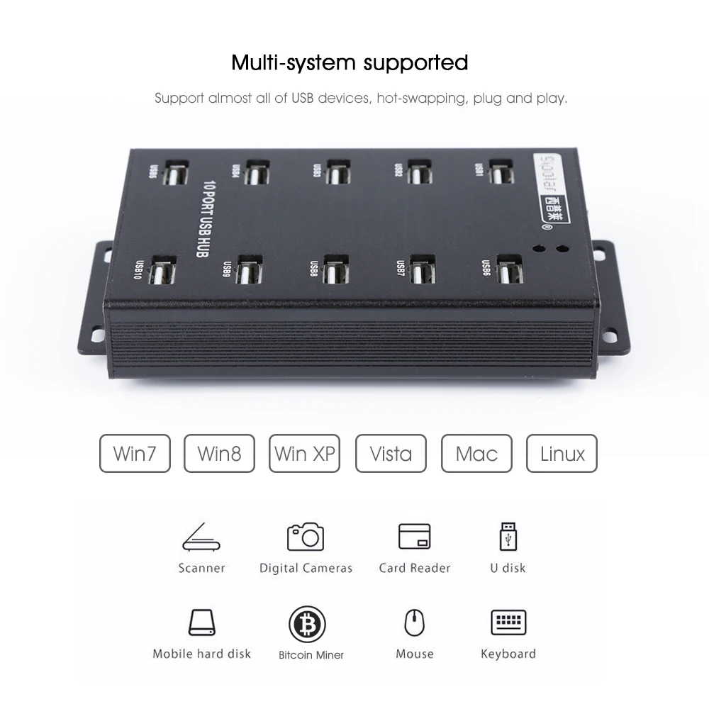 sipolar 10 port usb hub