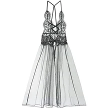 Shaonvmeiwu, Сексуальная кружевная сетчатая марлевая Прозрачная Юбка для сна, тонкое и полупрозрачное соблазнительное платье для сна с тонкими лямками