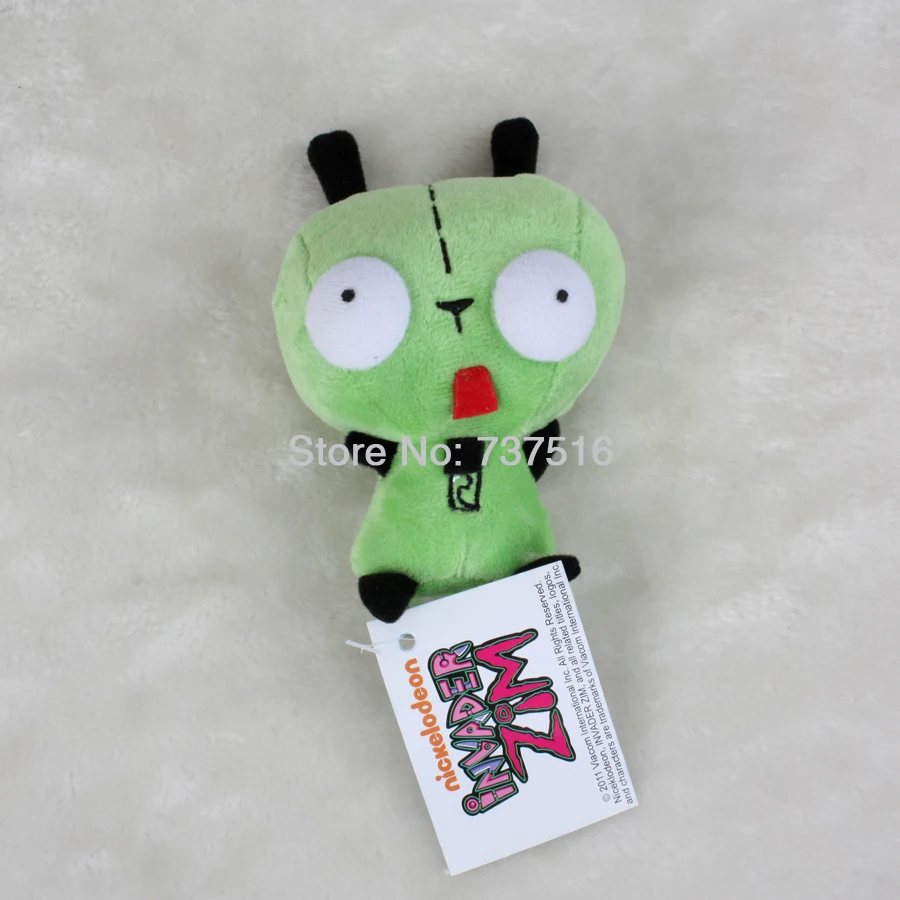 Мини инопланетянин захватчик Zim Gir 3D выпуклые глаза зеленый 5,5 ''плюшевая кукла милая игрушка в подарок нам доставили