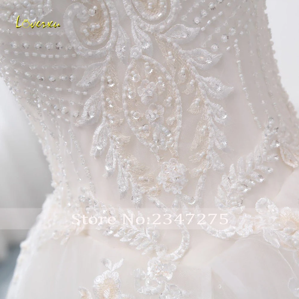 Loverxu Vestido De Noiva лодка средства ухода за кожей шеи принцесса свадебные платья 2019 Роскошные Аппликации бисером жемчуг Часовня Поезд линия