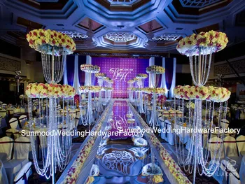 

Crystal hanging centerpiece/ wedding floor chandeliers/ flower stands chandeliers for wedding stage walkway