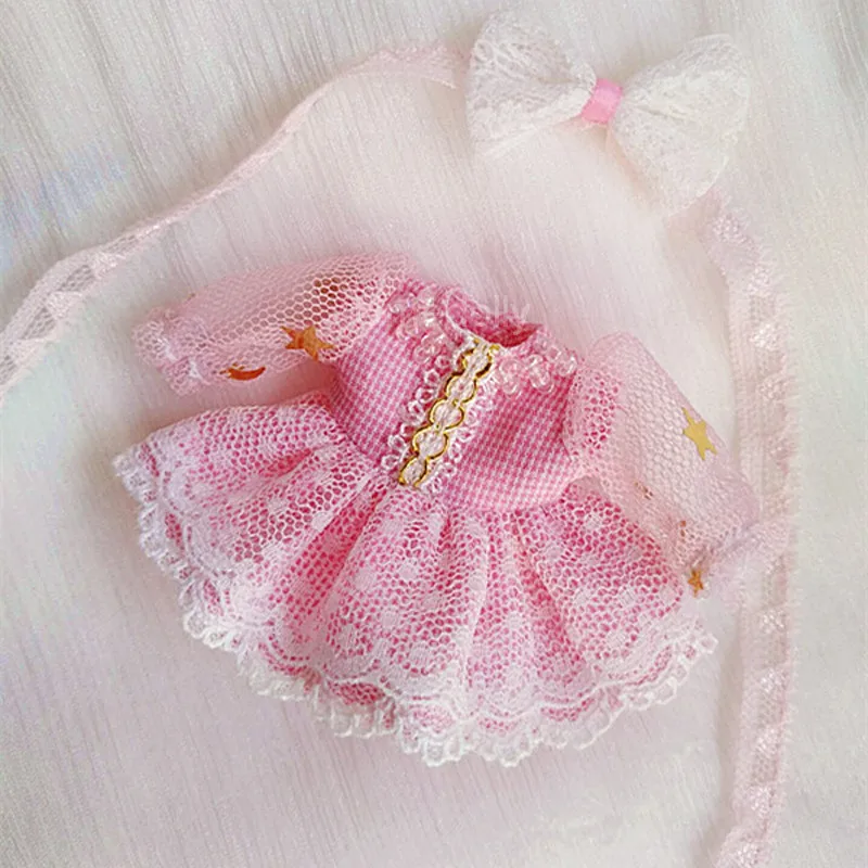 

1 Set Cute Casual Pink Chiffon Dress for OB11, 1/12 BJD, Obitsu 11 Doll Clothes Accessories