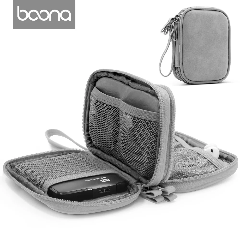 Boona Fashion Nubuck PU Leather Mobile Hard Disk Digital Storage Bag