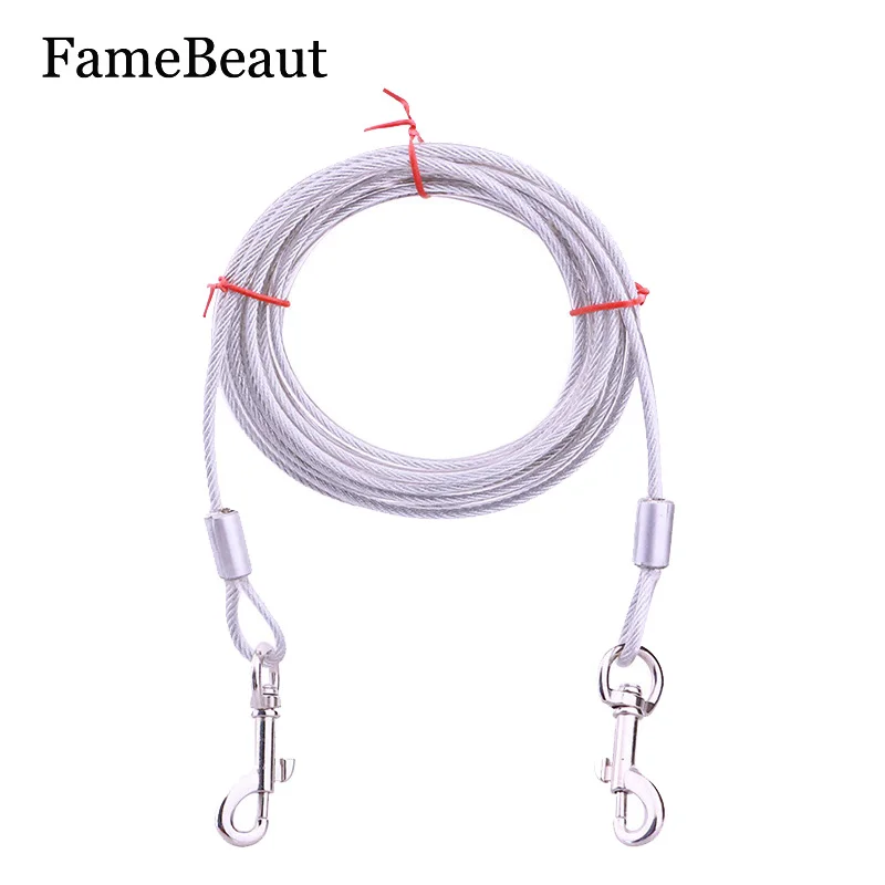 FameBeaut Stainless Steel PVC Membrane Double Leashes Dogs Outdoor Running Pull The Rope By Hand Length 5MM*3CM 5MM*5CM 5MM*10CM | Дом и сад