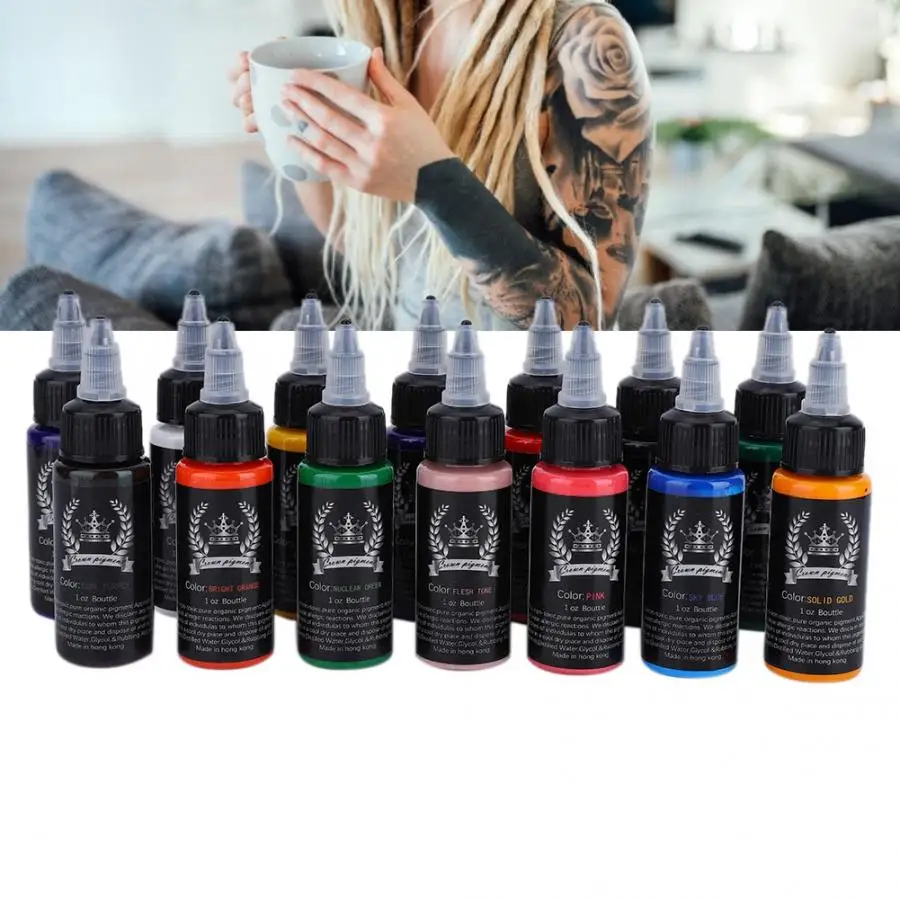 Tattoo Ink 30ml/Bottle 14 Colors Professional Tattoo Makeup Ink Tattoo Pigment Body Art Inks Permanent Makeup Pigment S ophir 6 colors 100ml bottle pouring paint kit pre mixed high flow acrylic pigment set for diy fabric canvas craft supply ta001