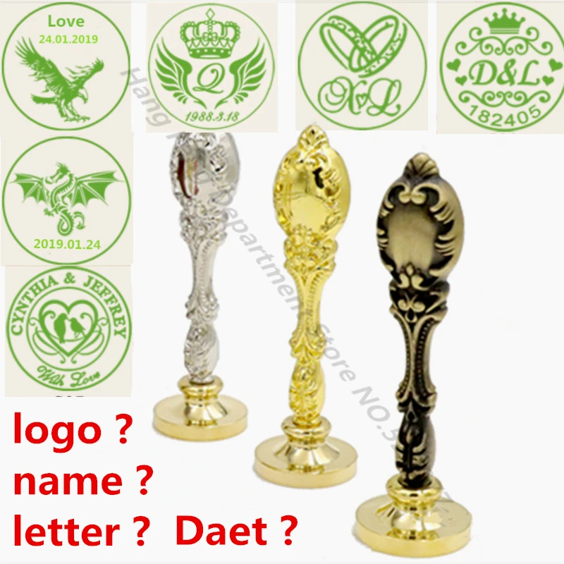 

Custom high quality metal Peacock handle wax seal stamp Customize wedding Invitation sealing wax stamp letter logo date name