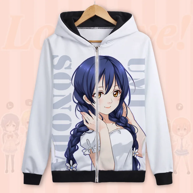 Аниме Lovelive толстовки костюмы Love Live косплэй для женщин Человек Куртка с капюшоном повседневное пальто на молнии