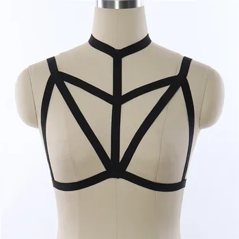

Women Fetish Cage Bra Rave Sexy Body HarnessHarajuku Gothic Bondage Lingerie Harness Erotic Hole Harness Bra Tops Crop Bralette