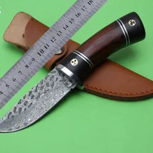 Benys Дамаск фиксированным охотничий нож 67 слой Дамасская сталь Ebony+ красный груша деревянная ручка тактический нож открытый выживания спасения