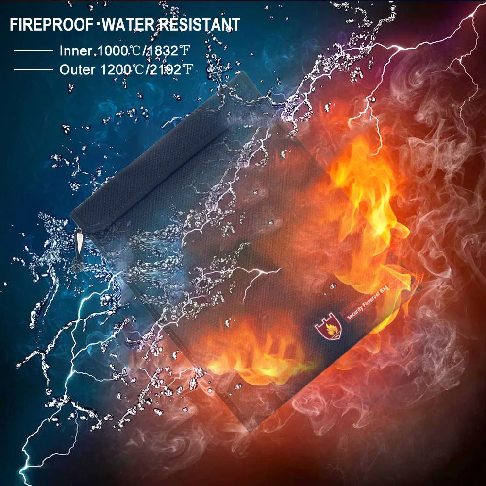 

Fireproof Document Bag Waterproof Fire Resistant Pouch for Files Money Documents LCC77