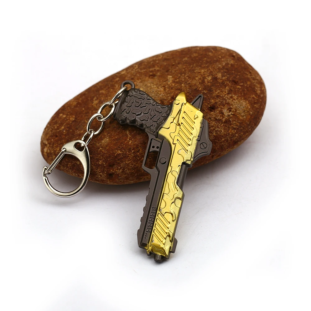 HSIC Game PUBG Battle Royale Keychain Revolver Weapon Gun Model Key Holder Men Car Bag Men Chaveiro Halloween llaveros hc1305
