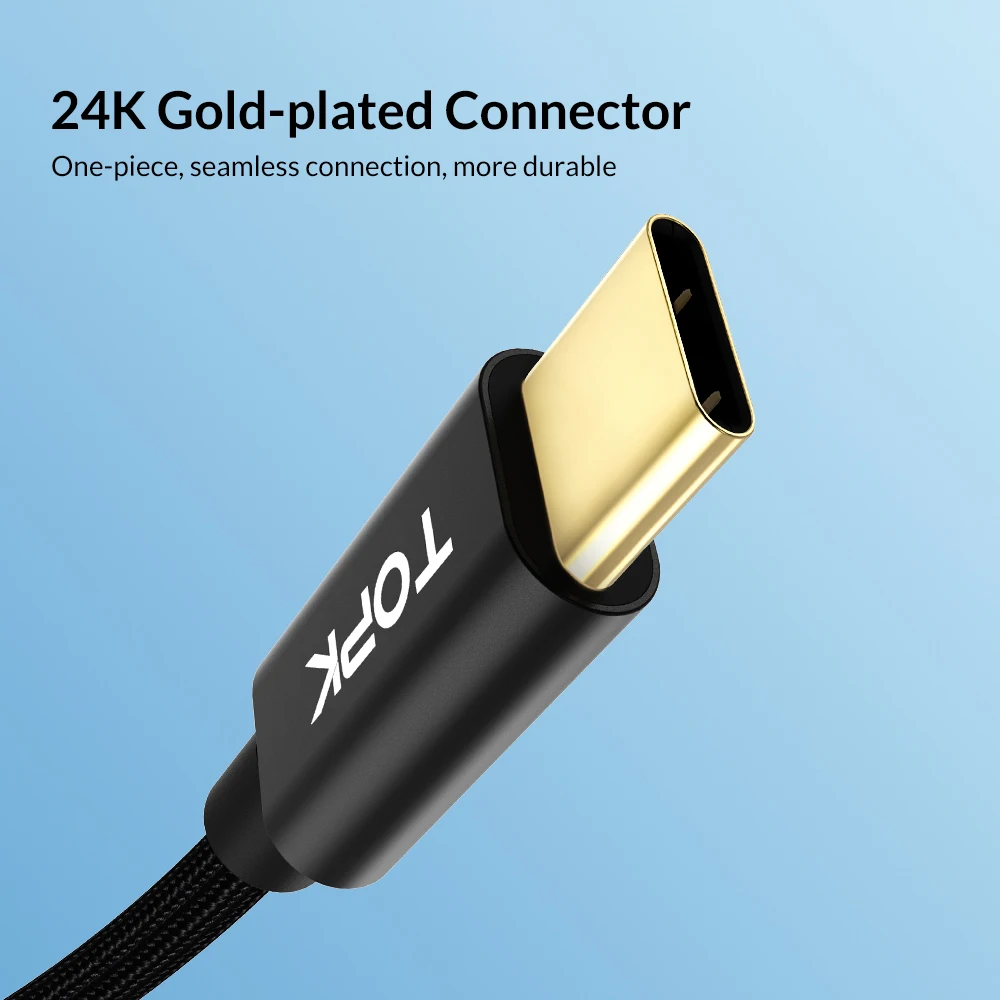 TOPK AN80 60 Вт 3A USB Type C к кабель для Samsung Galaxy S10 S9 Plus Note 9 Oneplus 6t PD QC3.0 быстрой