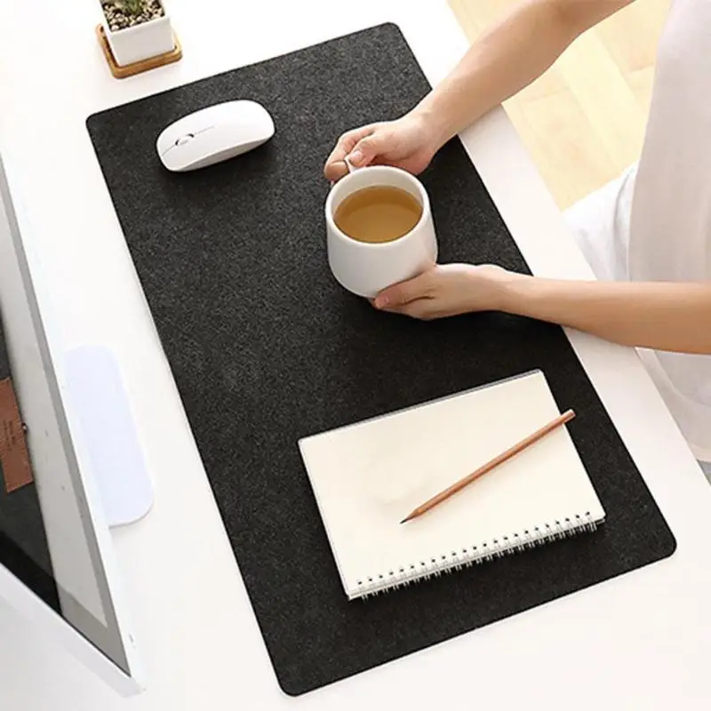

Simple Felt Cloth Mouse Pad Keyboard Cushion Pad Office Home Desk Mice Mat Supplies 630 x 325 x 2mm Large Size Black/ Dark grey