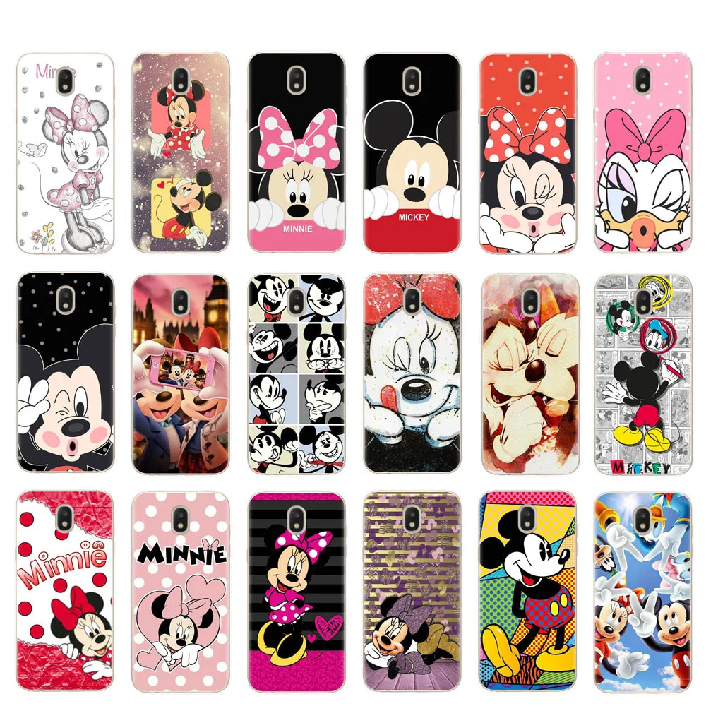 

Clear silicone Case For Samsung Galaxy J3 J5 J7 2016 2017 J4 J6 Plus 2018 Note 8 9 Mickey Minnie Kiss Back Cover TPU Phone Cases