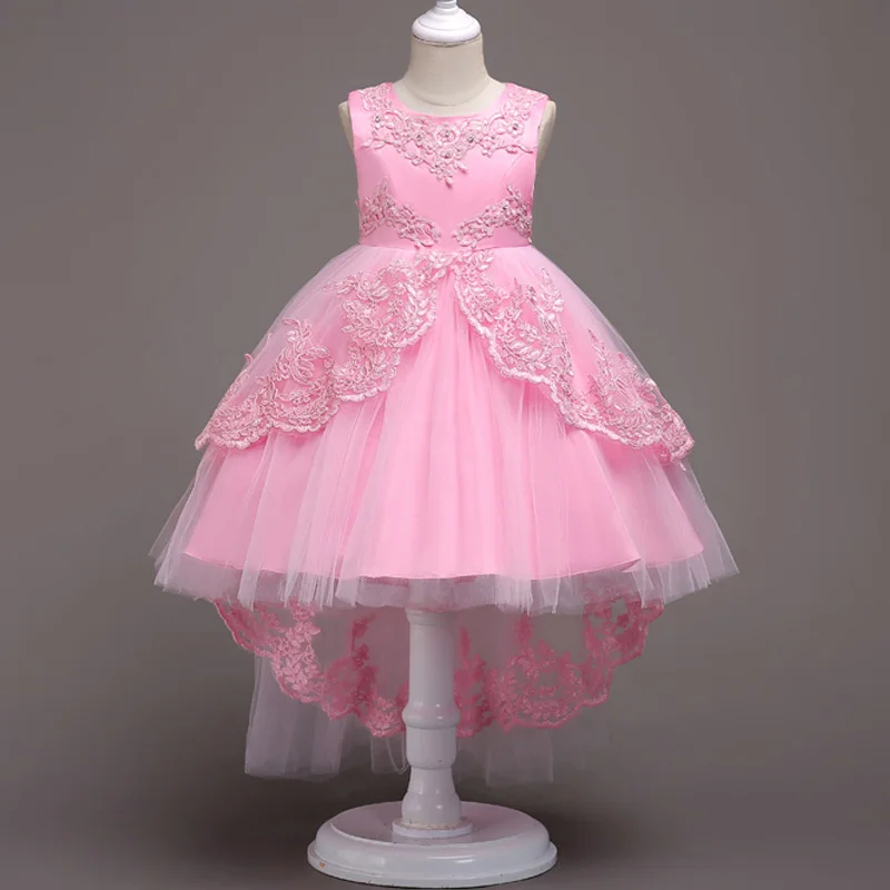 KEAIYOUHUO/высококачественное шифоновое свадебное платье для девочек детские праздничные платья принцессы для девочек, костюм летнее платье Vestidos - Цвет: Pink
