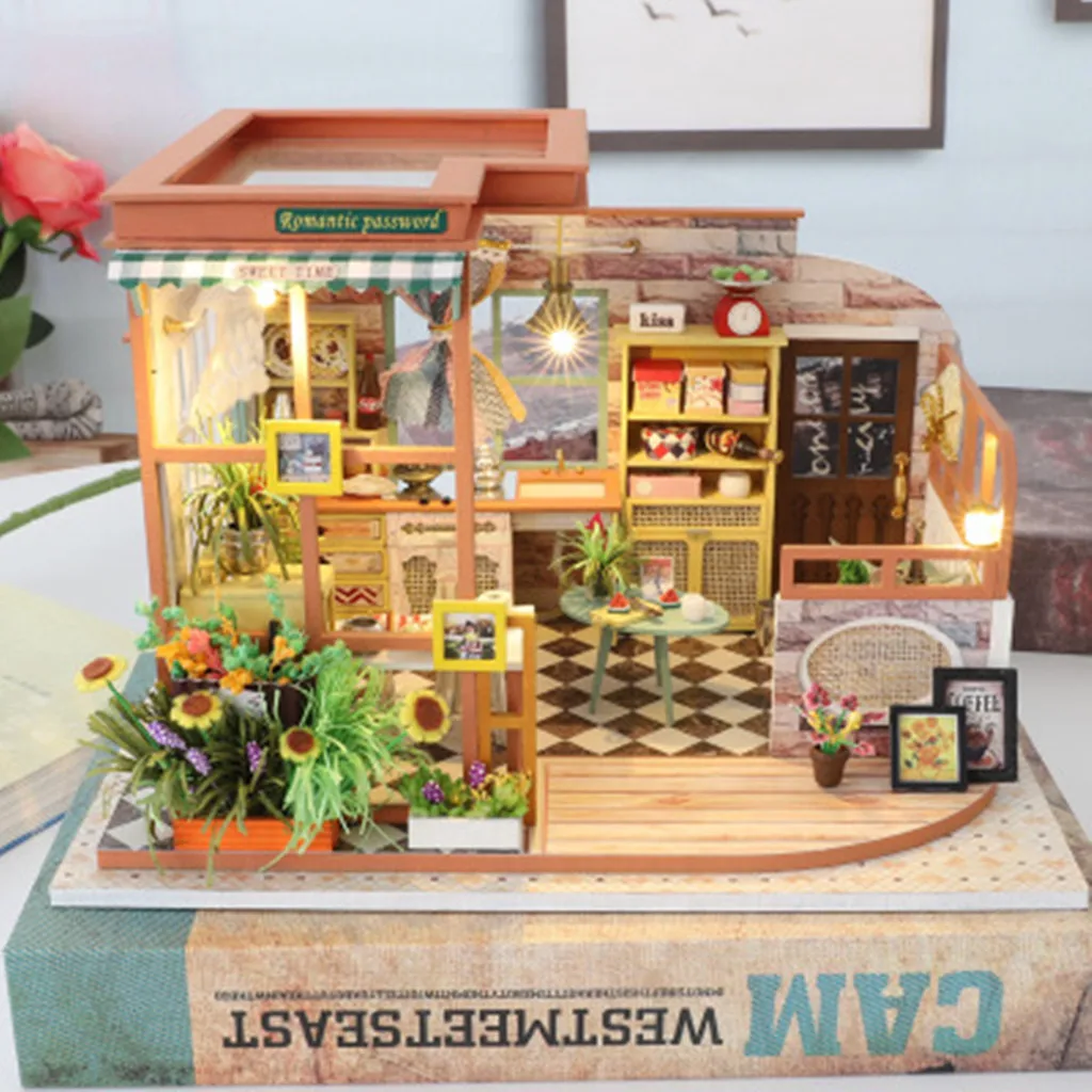 3D деревянные DIY Миниатюрные домики мебель светодиодный Дом головоломка украшения творческие подарки
