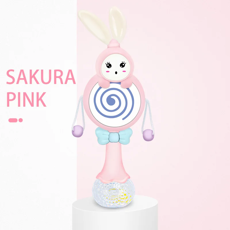 Pink Детский музыкальный прорезыватель, погремушка, игрушка для детей 0-12 лет, обучающая Мобильная кроватка, детская кровать, кролик, колокольчик, детская коляска для новорожденных, Соска-пустышка, слеза - Цвет: Pink