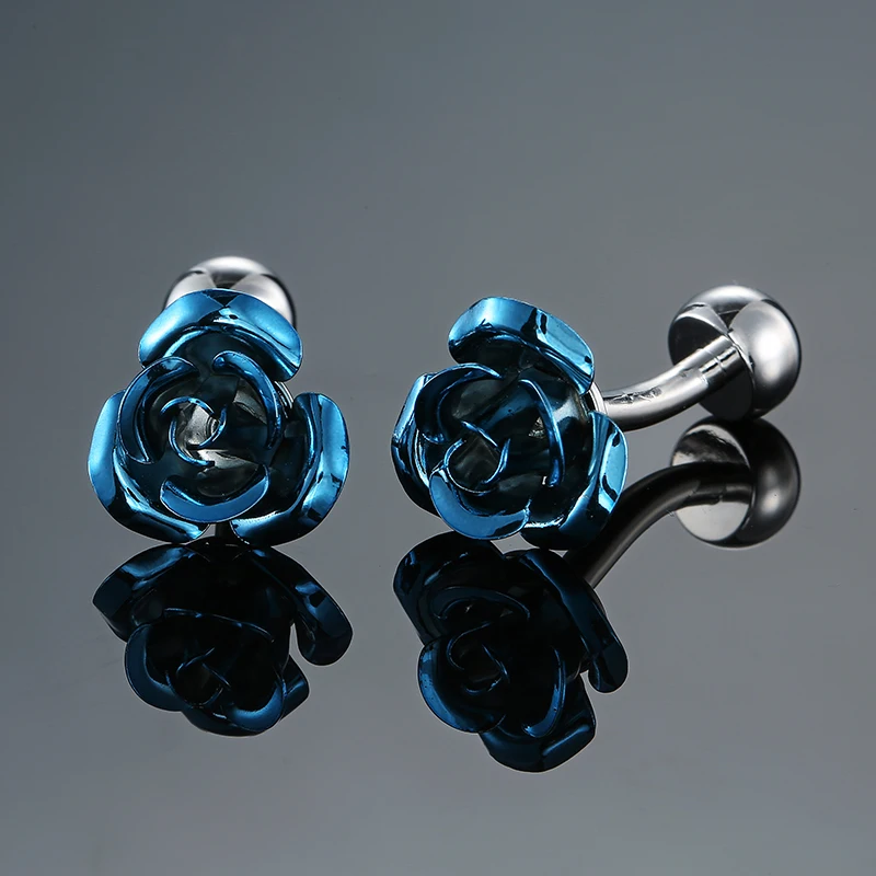 

DY The new fashion for young men and women Valentine blue rose Cufflinks fashion Men's French shirt Cufflink free shipping