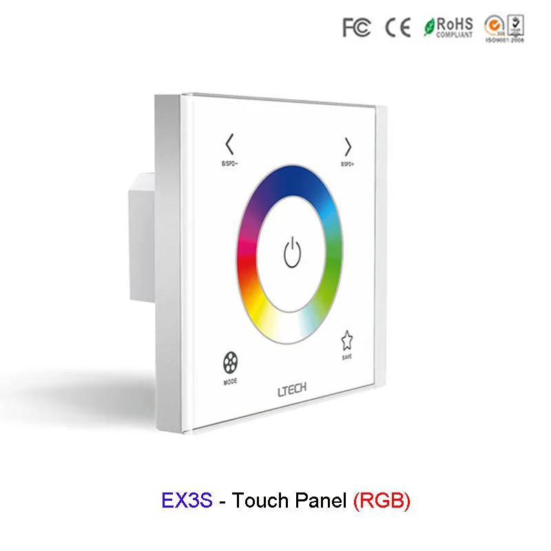 

EX3S LTECH Wall Mount RGB LED touch panel RGB led Strip light AC100V-240V 2.4GHz RF DMX512 controller;F4-5A Wireless receiver