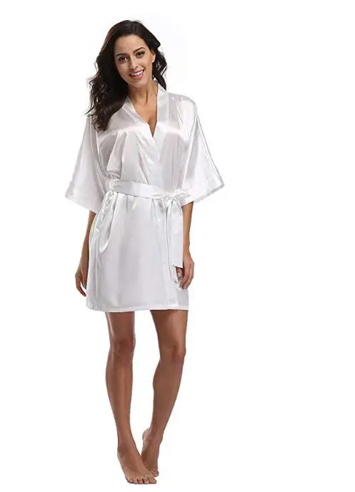 4XL. Для женщин сатиновое свадебное кимоно халат атласный. Одежда для сна Одежда для невесты пижамы Пижама-Халат Спа Свадебные пеньюары домашний халат
