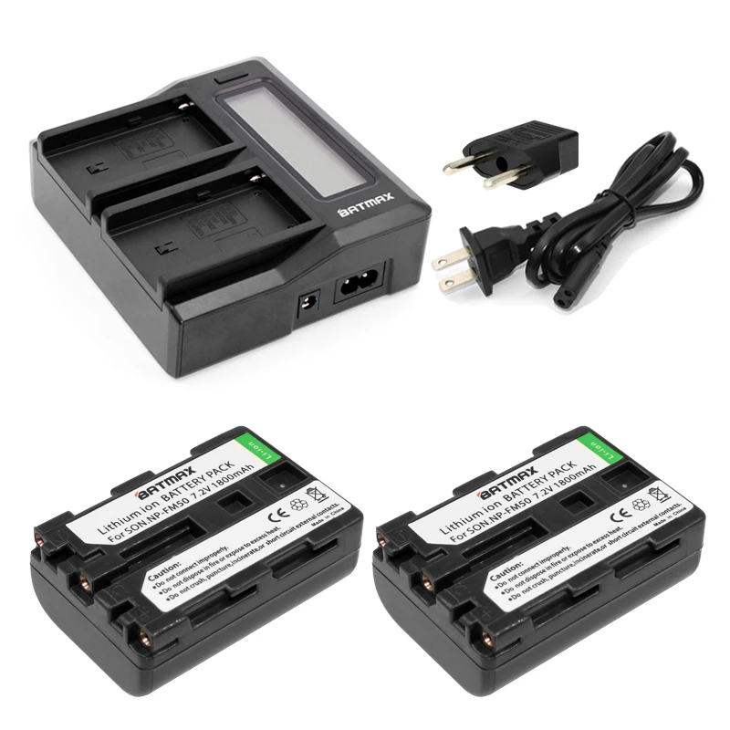 2Pcs 1800mAh NP FM50 NP FM50 NPFM50 Camera Battery&Rapid Dual Charger