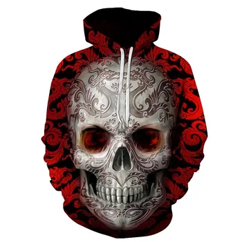 

New Hot hoody Red 3d Skull Hoodies Men Women Fashion Winter Spring Sportswear Hip Hop Tracksuit Brand Hooded Sweatshirt Dropship