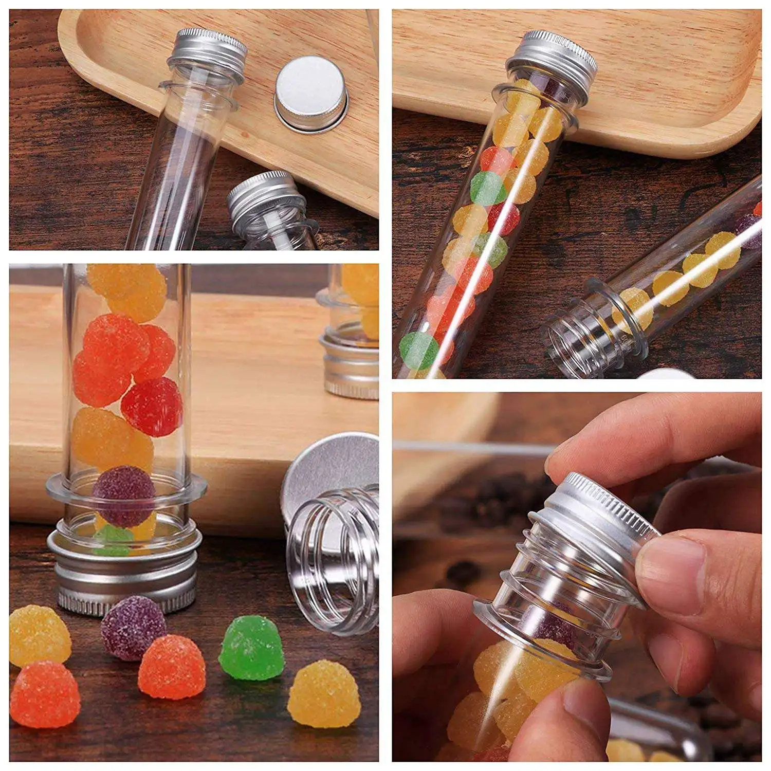 100Ml Plastic Test Tubes(25Pcs) With Cleaning Brush Transparent Storage Tubes With Lid- Bead Storage Tubes- Plastic Tube Fo