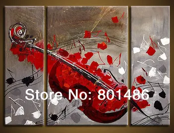 

Hand Painted Abstract paintings musical instruments violin 3 panels modern music room decor