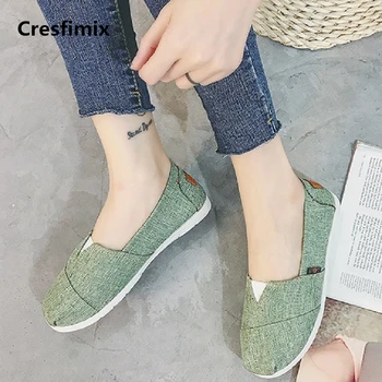 

Cresfimix sapatos femininas women casual green cloth flat shoes lady spring & summer dance shoes female anti skid shoes a2059