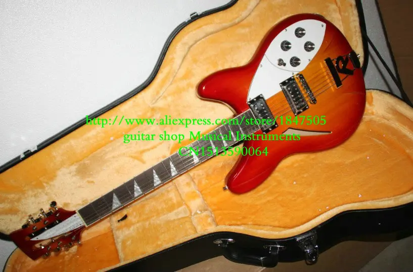 

Cherry burst 12 Strings 325 330 Electric Guitar with case Best High Quality Musical instruments