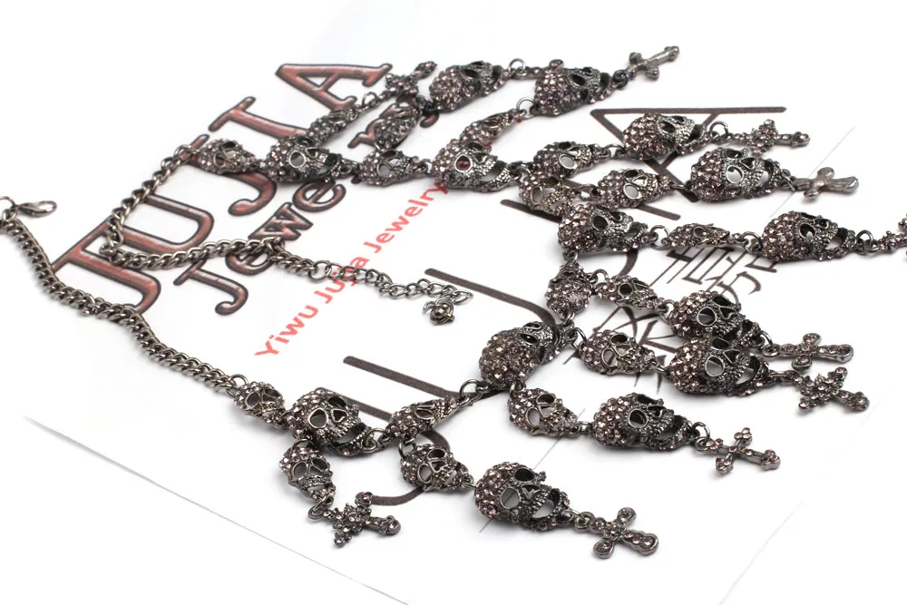 Ожерелье с черепами, металлическая цепочка, ожерелье с кристаллами и скелетом, модные ожерелья и кулоны, ожерелье с черепами Skullcandy maxi