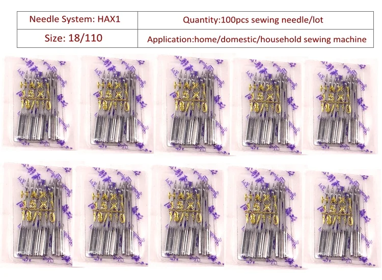 100 шт. Иглы Швейные иглы, булавки Размер 18# HAX1 705H 130R 130/705H 15X1H для бытовой машины Bernina Toyota Janome певец Юки