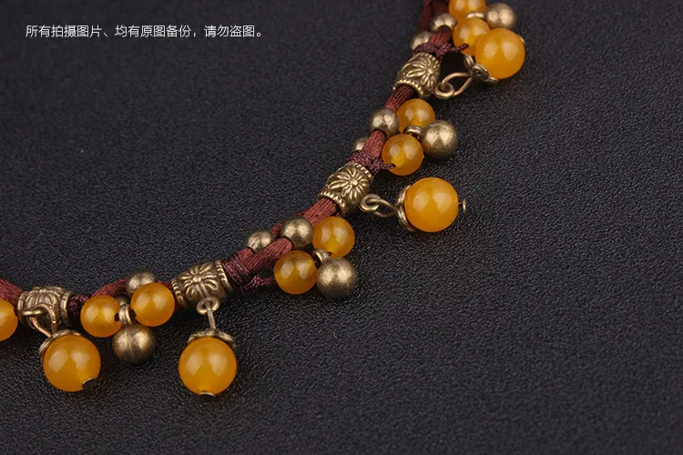 4 вида цветов, дизайн, халцедон, ожерелье, ожерелье-чокер в этническом стиле, ручная работа, плетеное каменное ожерелье, винтажное богемное ожерелье