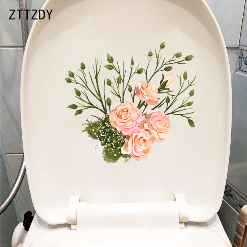 ZTTZDY 22.1*20.5CM Cartoon Beautiful Flowers WC Decoration Toilet Sticker Home Wall Decal T2-0690 | Дом и сад